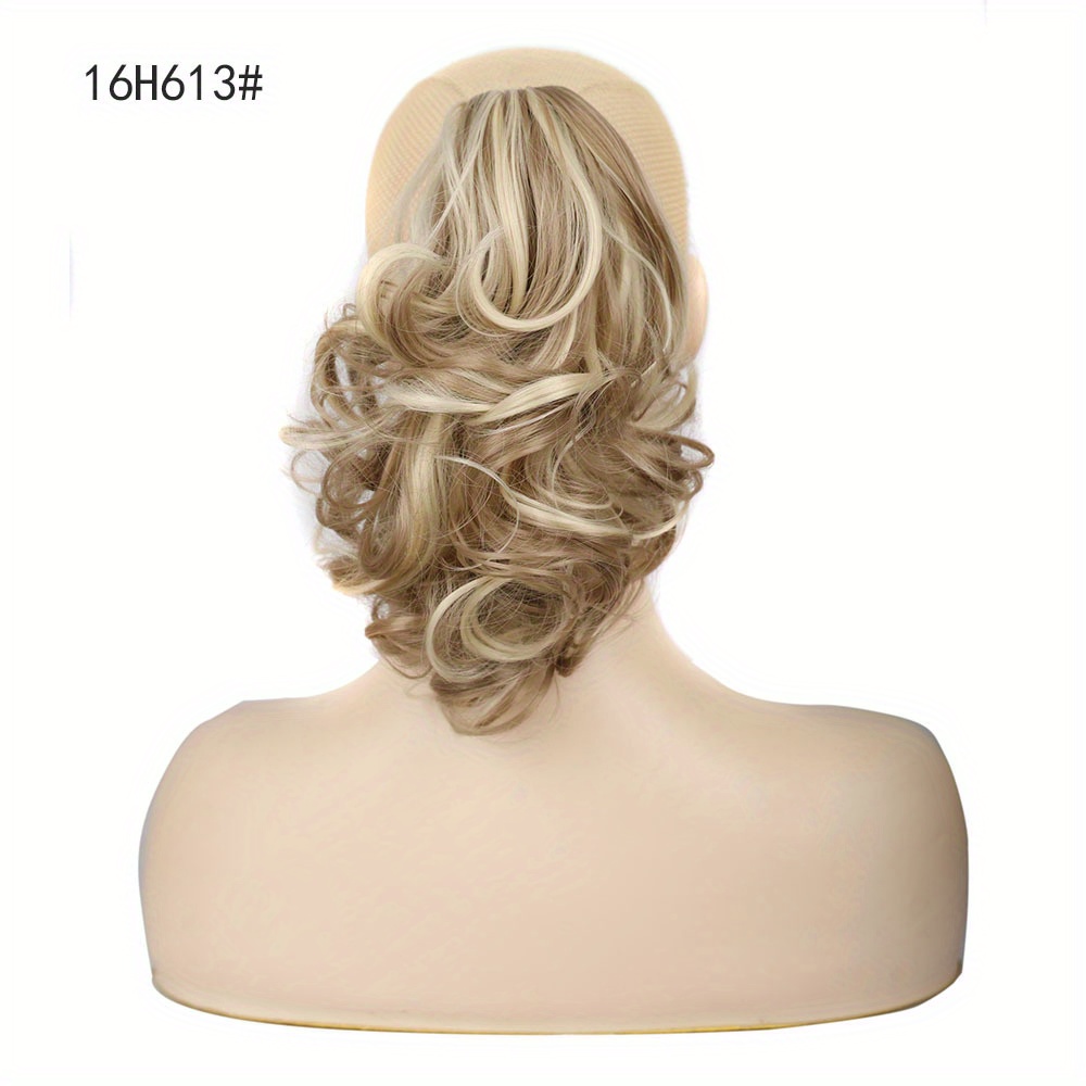 Image of 12 Inch Synthetic Claw Clip Ponytail Hair Extensions Short Wavy Hair For Women Ponytail Hairpiece