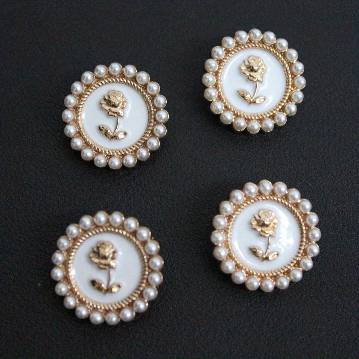 4pcs/pack White Bottom Drip Oil Button Top Suit Jacket Button Wool Coat Decorative Button