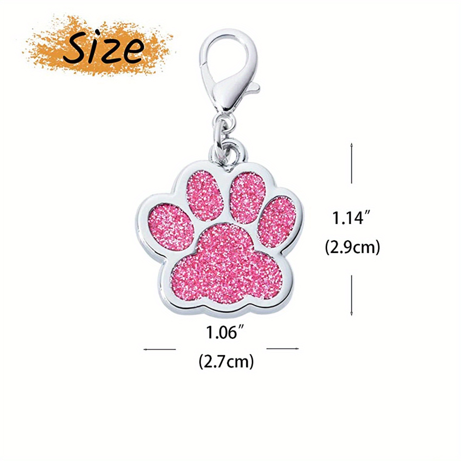 TEMU Plaque d'identification pour chien avec de patte et paillettes personnalisable
