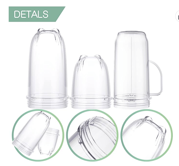 3 Pack 20 oz Cups with to Go Lids and Flat Blade Replacement Set for Magic Bullet Blenders MB1001 BL0101
