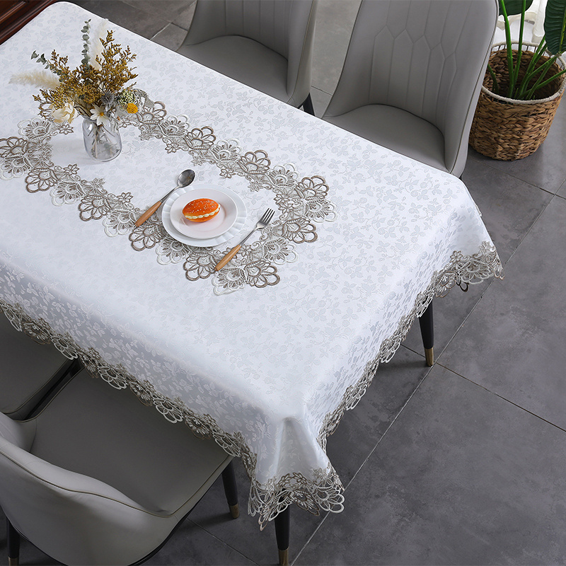  MERTNK Manteles de encaje bordado mantel blanco hueco mantel  elegante mesa de café cubierta boda baby shower rectangular/blanco/23.6x70.9  in : Hogar y Cocina