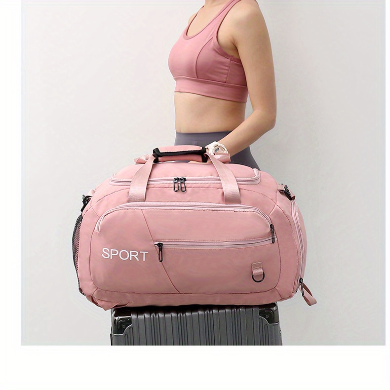 large capacity travel storage bag lightweight solid color sports handbag portable luggage shoulder bag details 10