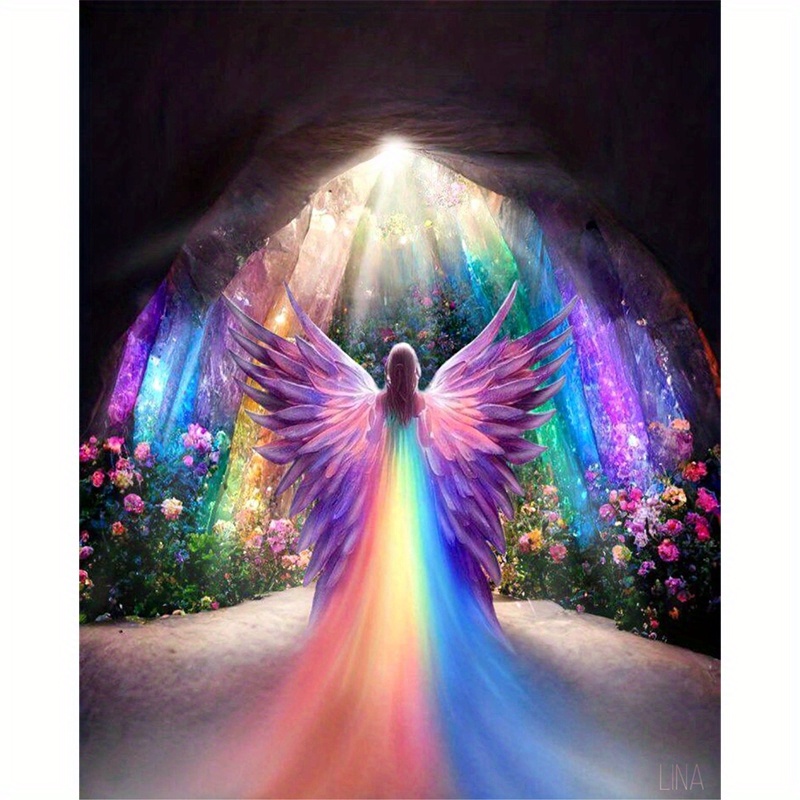 1pc 7.8x11.8in Frameless DIY 5D Diamond Painting Set Rainbow Angel Diamond  Painting Full Diamond Art Embroidery Cross Stitch Picture Diamond Painting