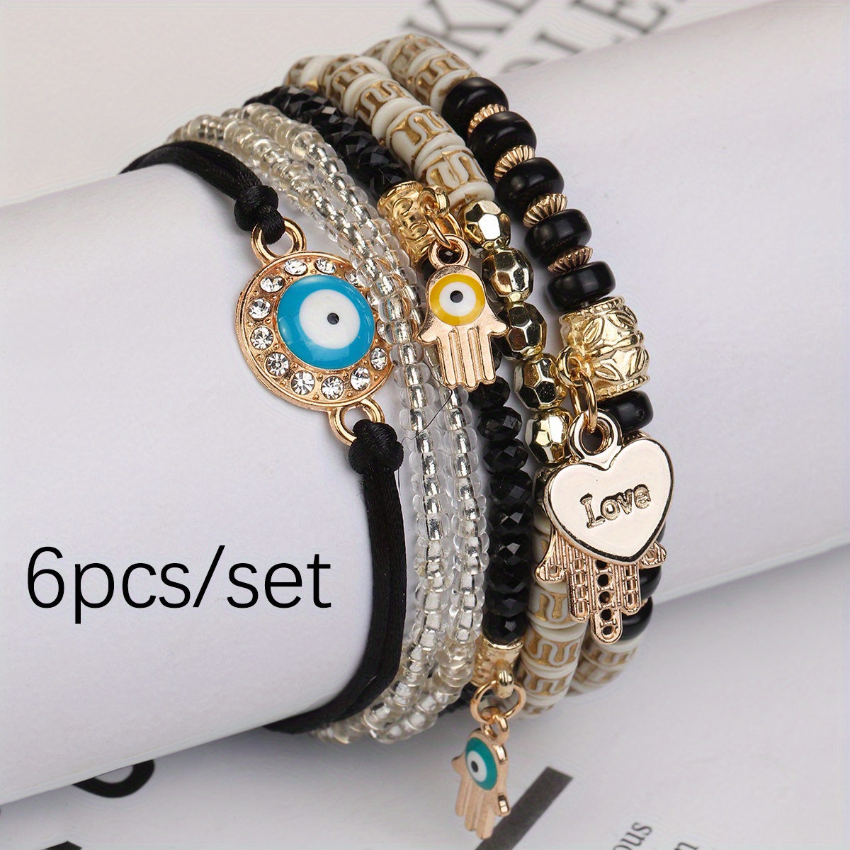 6 Pcs Multilayer Boho Beaded Bracelet Set for Men and Women