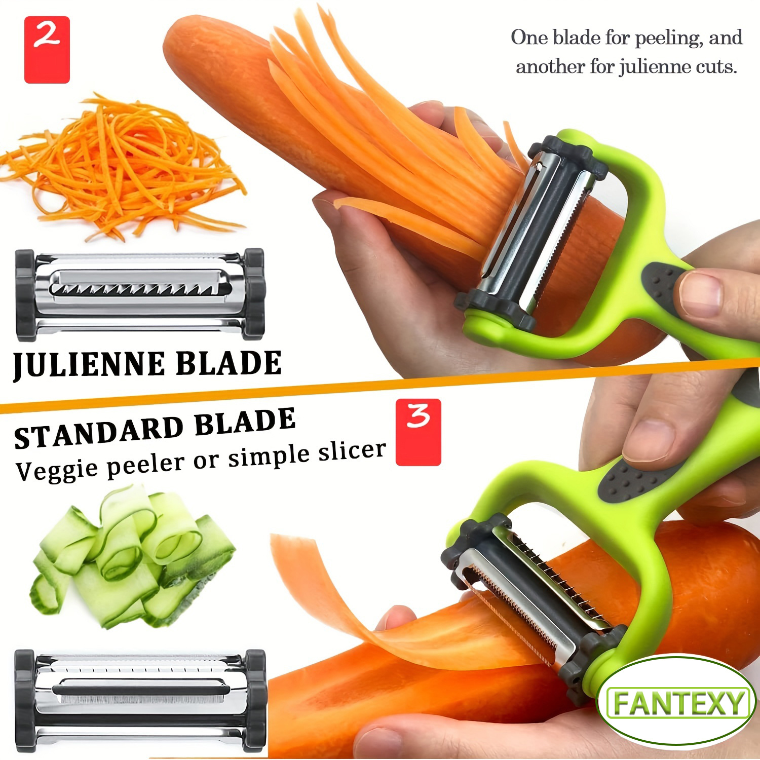 Peeler Set, Multifunctional Kitchen Vegetable Peeler Set Of 3, Professional  Veggie And Fruit Julienne, Cabbage Carrot & Potato Slicer Shredder (light