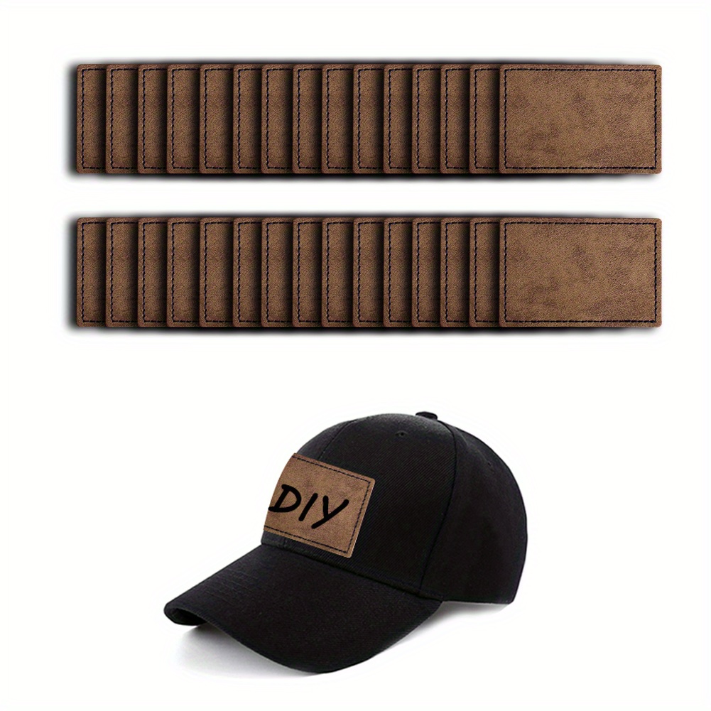 20pcs PC Leatherette Hat Patches With Adhesive, Blank Faux Leather Patches  For Custom Hats Clothes Bags, Faux Leather Rectangular Blank Patch