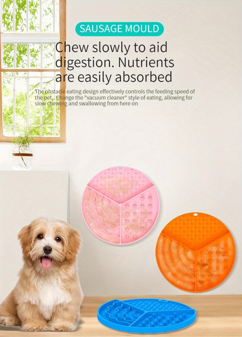 Round Pet Slow Feeder Mat Dog Licking Mat Washable Dog Food Plate