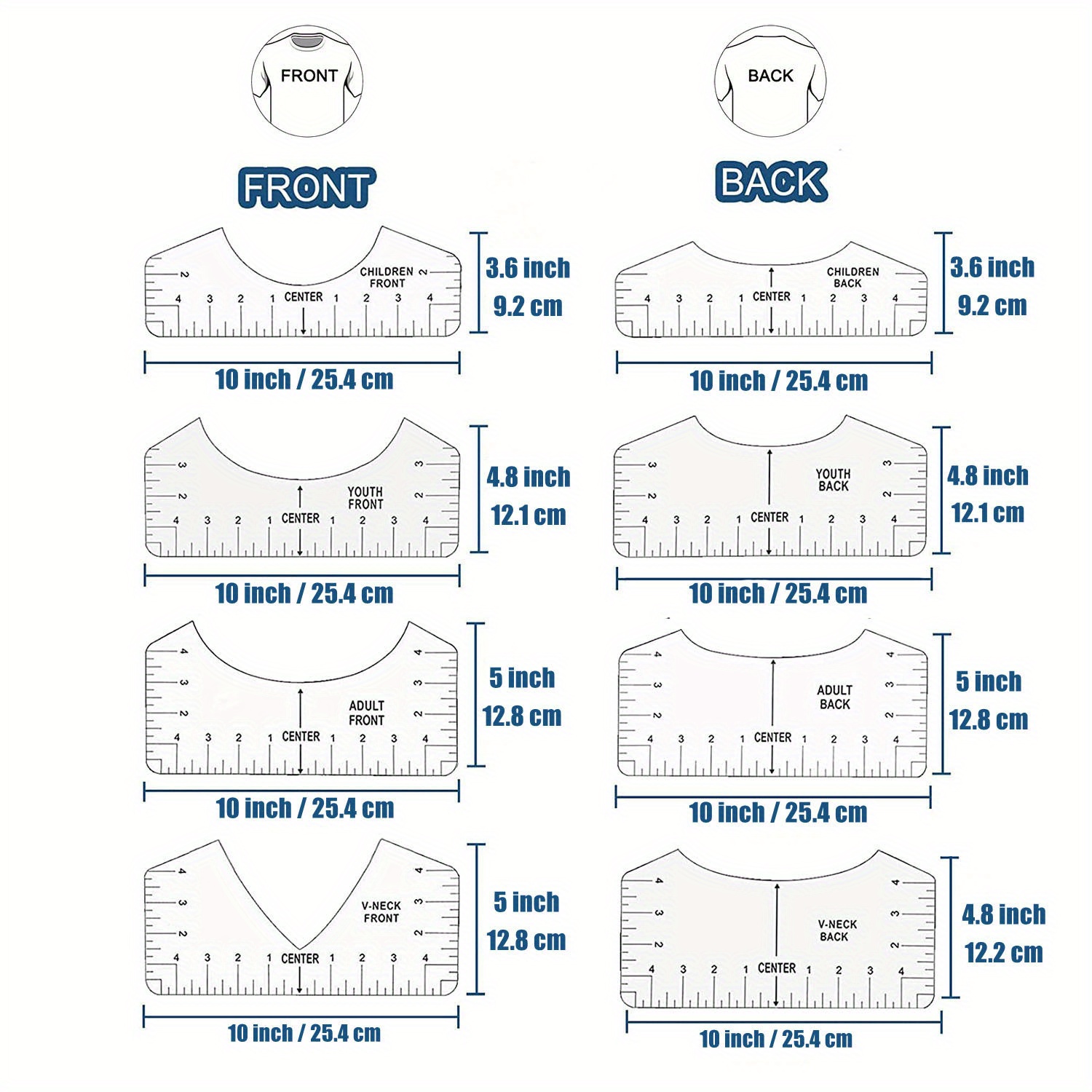 T shirt Ruler Guide for Vinyl Alignment set
