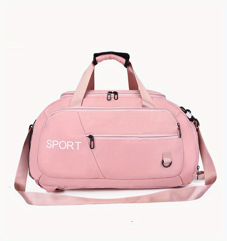 large capacity travel storage bag lightweight solid color sports handbag portable luggage shoulder bag details 13