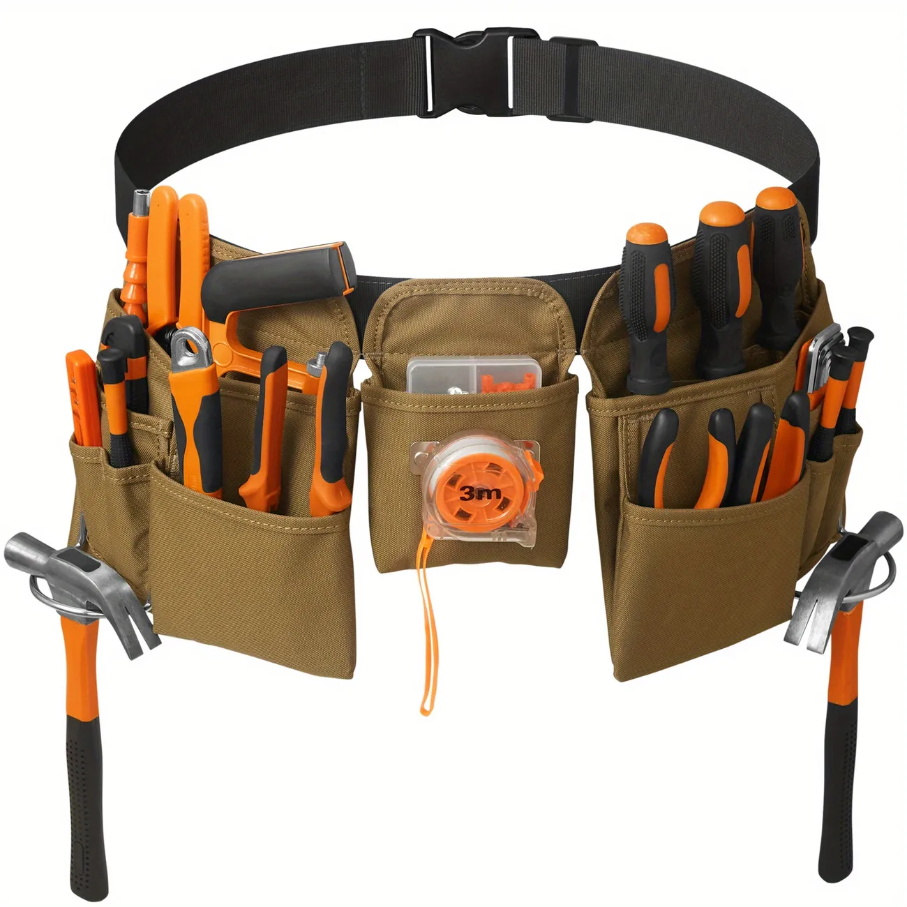 1pc Heavy Duty 19 Pocket Tool Belt For Men Adjustable And Detachable  Utility Belt For Electrician Carpenter And Construction Workers Durable  Khaki Pouches For Organizing And Carrying Tools Check Out Today's