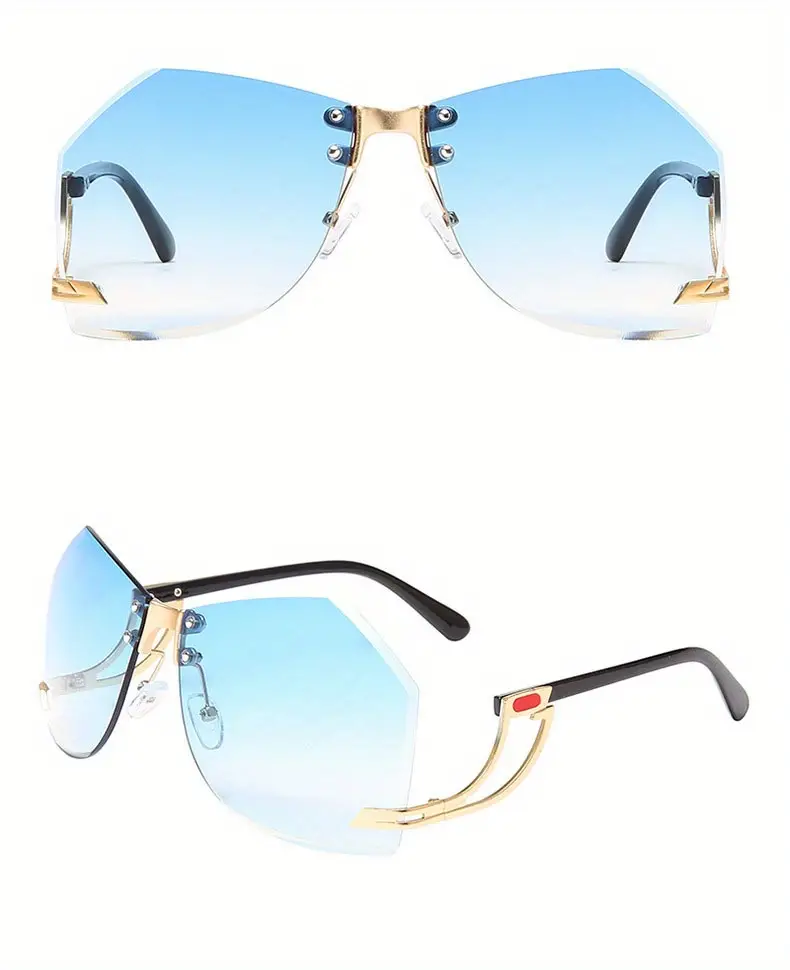 y2k irregular shield fashion sunglasses for women men large rimless gradient sun shades for summer beach party club details 2