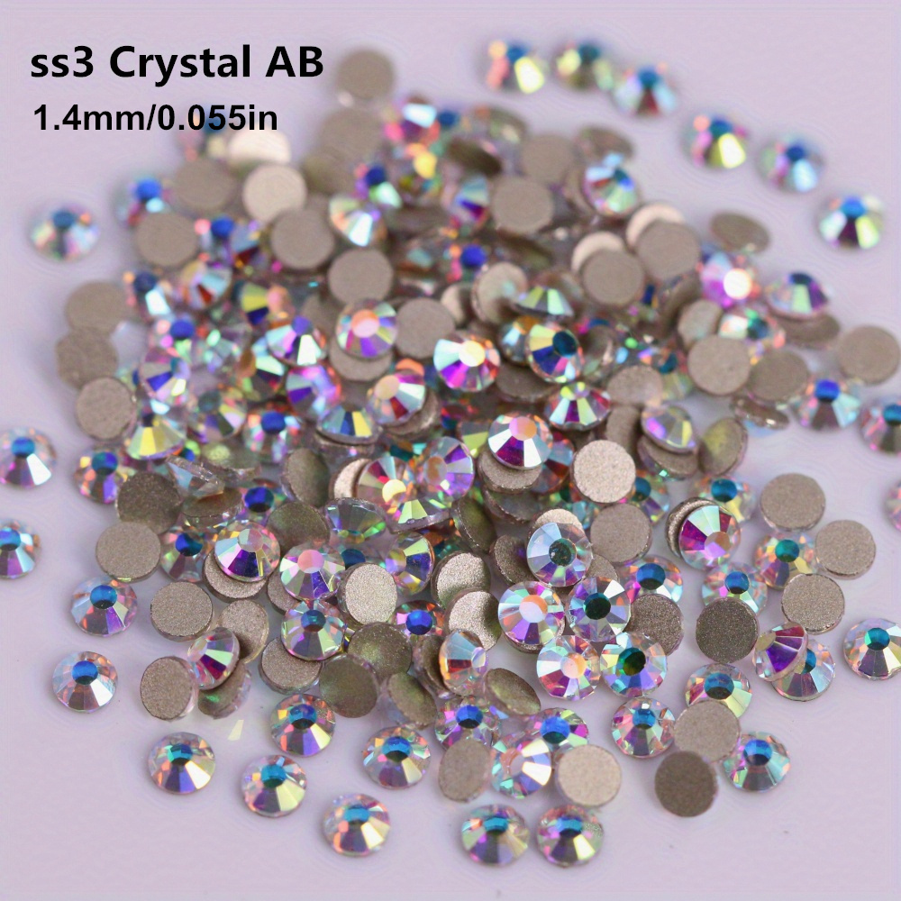 SS3-SS50 Glitter Crystal AB Nail Art Rhinestones Non Hot Fix FlatBack Stones
