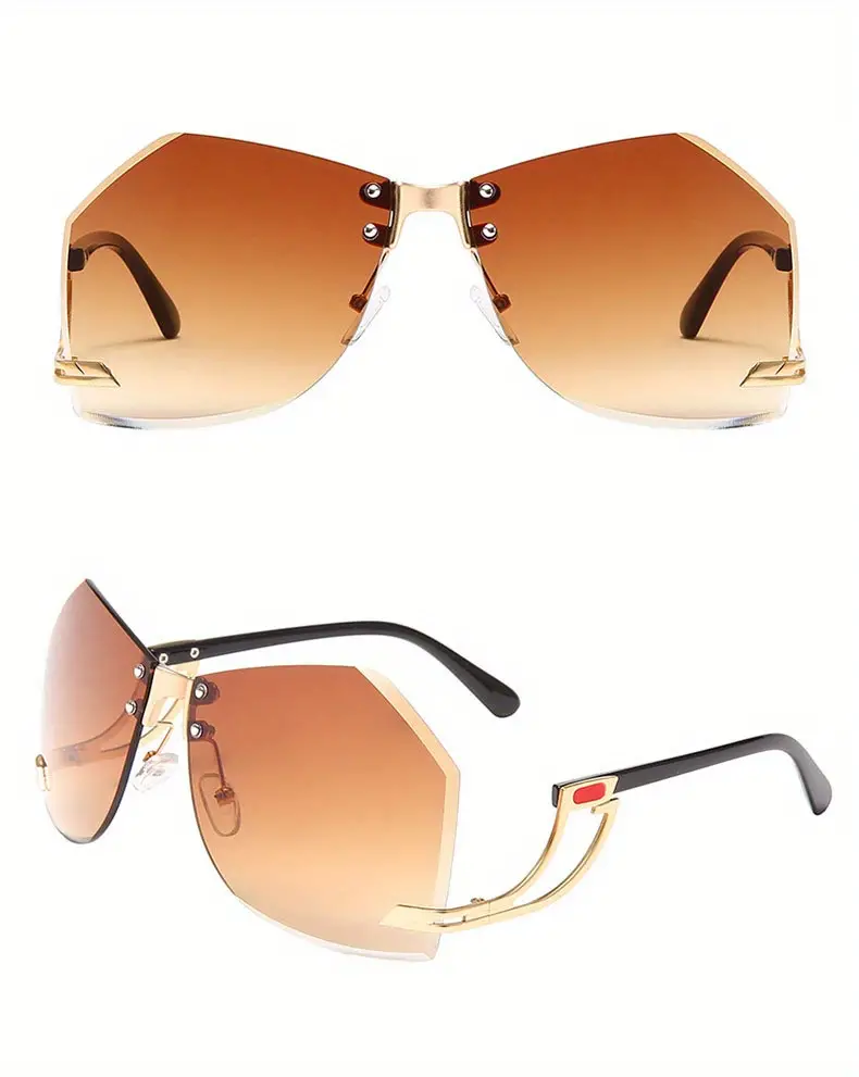 y2k irregular shield fashion sunglasses for women men large rimless gradient sun shades for summer beach party club details 1