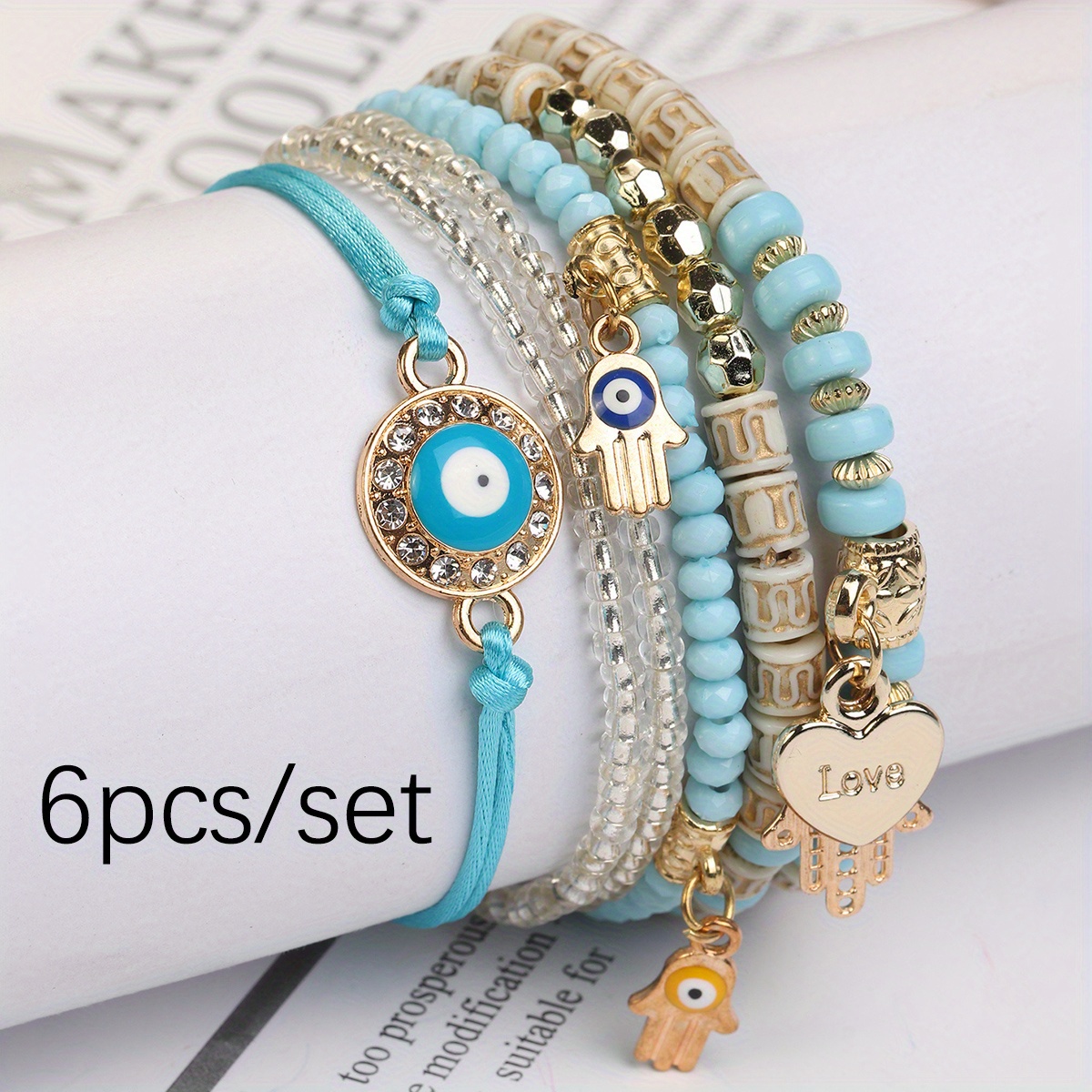 6 Pcs Multilayer Boho Beaded Bracelet Set for Men and Women