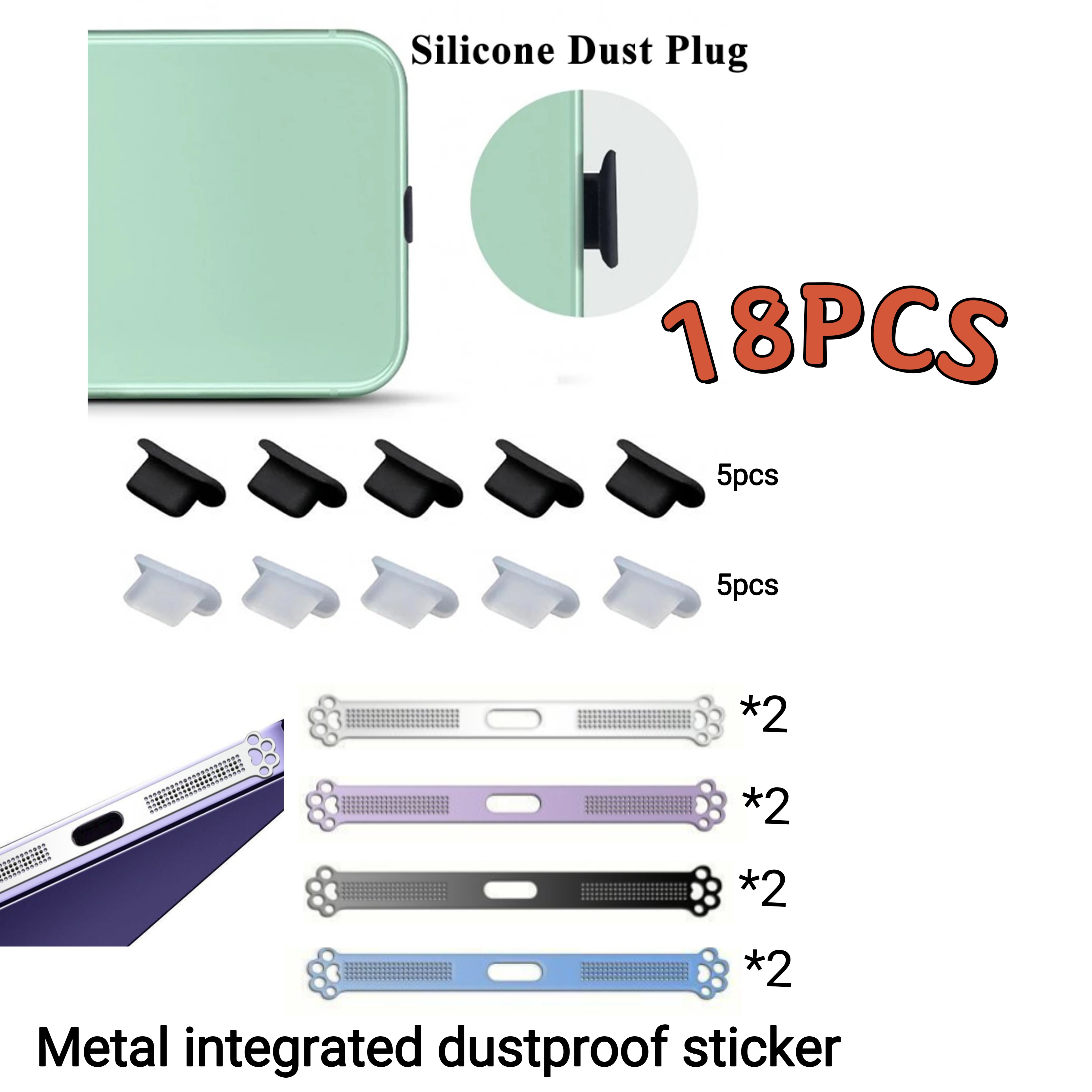 18 шт. [10 шт. пылезащитные заглушки + 8 шт. пылезащитные сетчатые  наклейки] Металлические пылезащитные сетчатые наклейки для IPhone 12 13 14  Pro Max Отверстие для динамика Отверстие для динамика ...