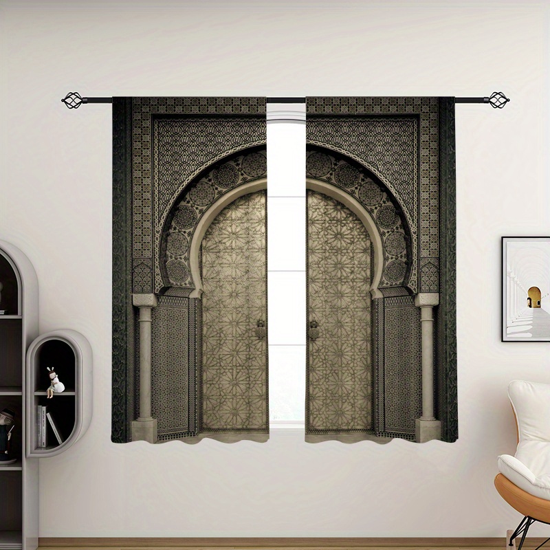 Classic Art Printed Curtain / Drapes For Living Room Dining Room Bed Room popular With 2 Panel Set - Multiple Sized Arch Islamic Architecture decor