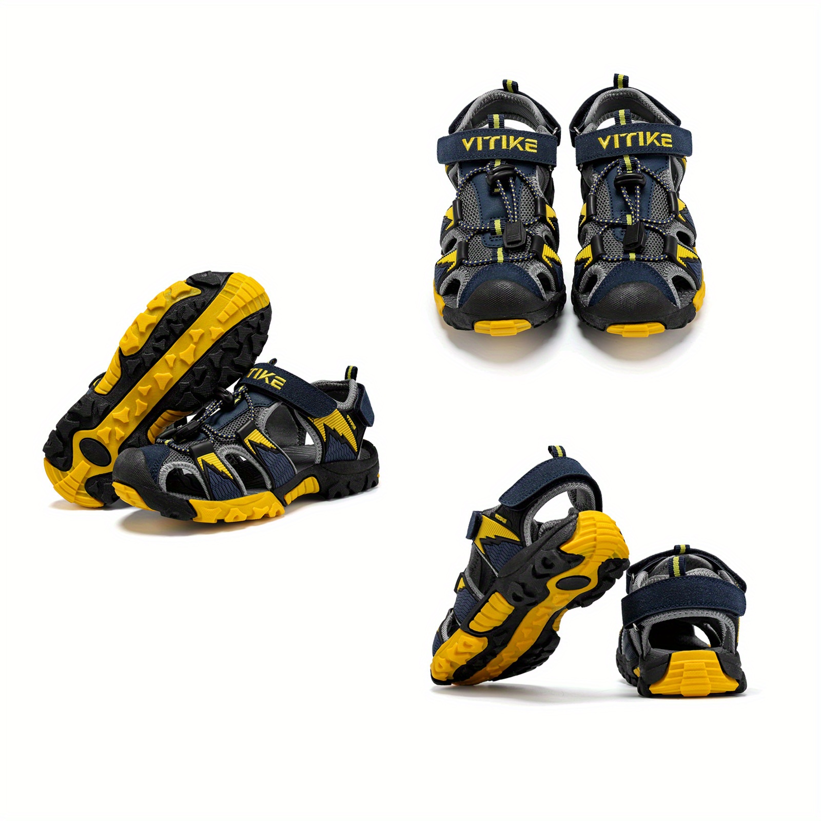 Woobling Boy Flat Sandals Open Toe Water Shoes Hook And Loop Fisherman  Sandal Casual Sports Soft Black 12c 