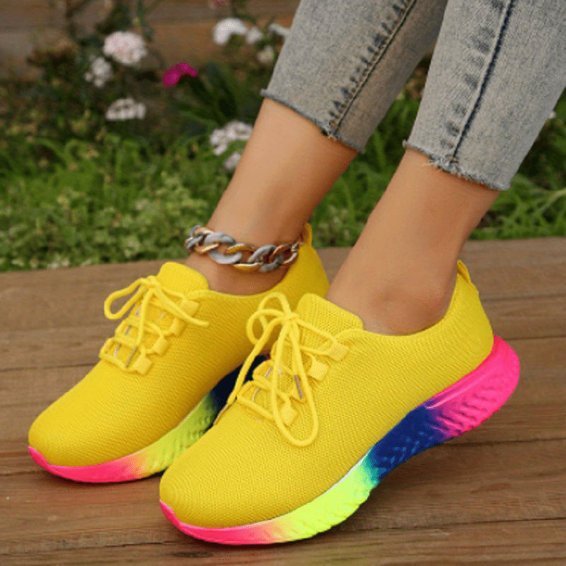 Women's Rainbow Glitter Workout Gym Running Sneakers
