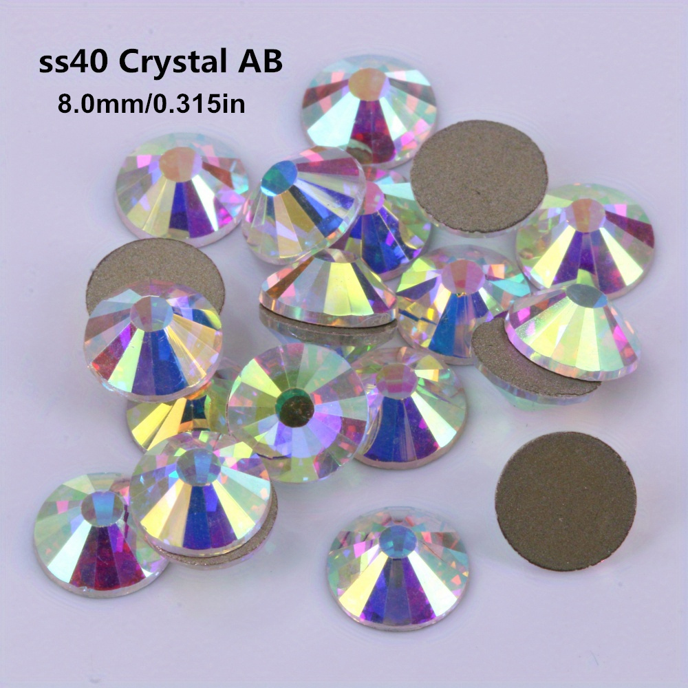 0.315 in 8 grande cristal redondo AB DIY diamantes de imitación cosidos de  cristal dorado Strass de espalda plana piedras y cristales para