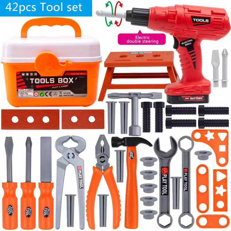Juego de herramientas para niños – 35 piezas de herramientas para niños  pequeños con caja de herramientas y taladro de juguete electrónico, juguete  de