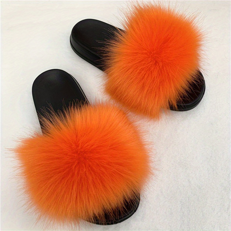 Cheap fox best sale fur slides