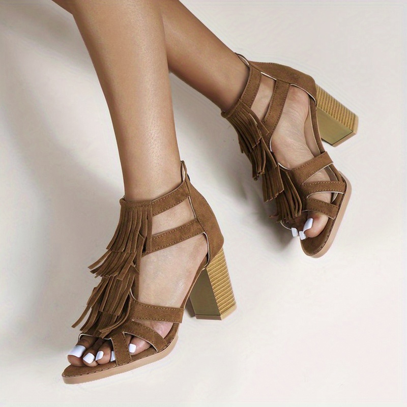 Tan best sale fringe heels