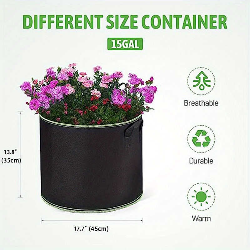 iPower 10 gal. Grow Bags Nonwoven Fabric Pots Aeration Container with Strap Handles (10-Pack), Black