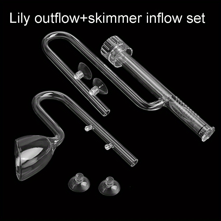 13mm Glass Lily Pipe Outflow & Inflow with Surface Skimmer for 12/16mm  Aquarium Planted Tanks