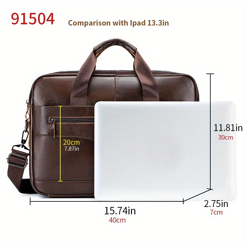 Men s Briefcase Genuine Leather Men s Bag Office Bag Temu