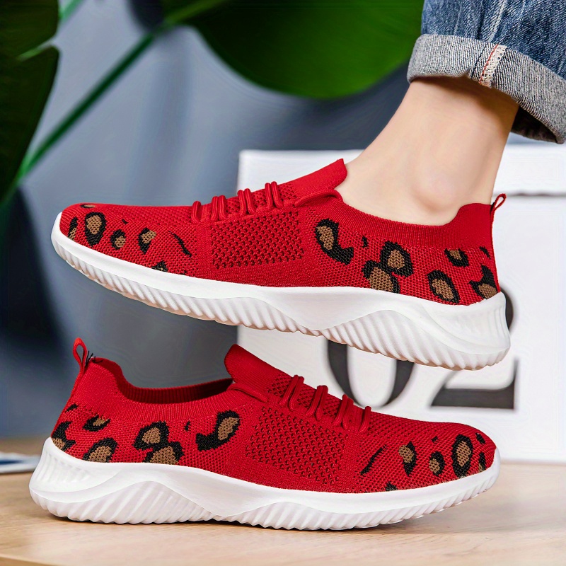 Red and leopard hot sale print trainers