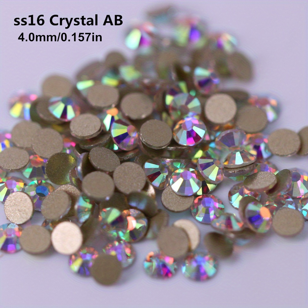BEADSLAND Clear AB Rhinestones, Flatback Crystal Rhinestones for Craft,  Crystal AB, SS16, 1440PCS 