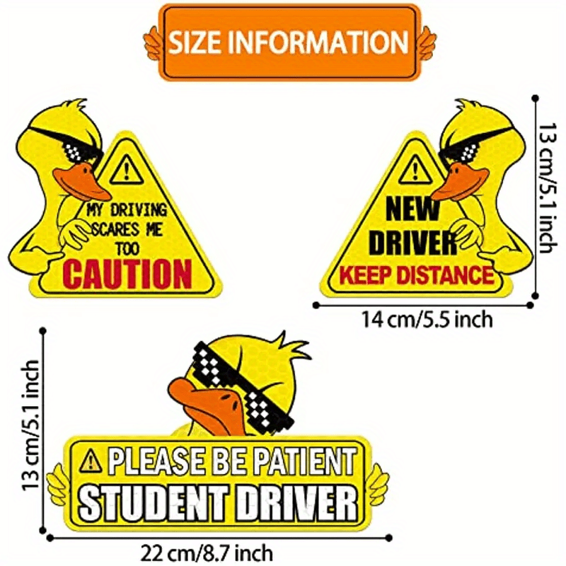 Le Meilleur Du Nouveau Conducteur: Autocollant De Voiture Canard Pour Avertissement De Feu De Recul, étanche Et Au Soleil - 3 Autocollants Par Ensemble – Automobile