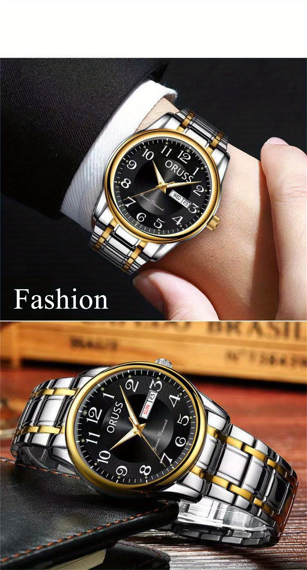 popular   elegant mens business watch precision digital scale dual calendar   alloy case band quartz movement details 0