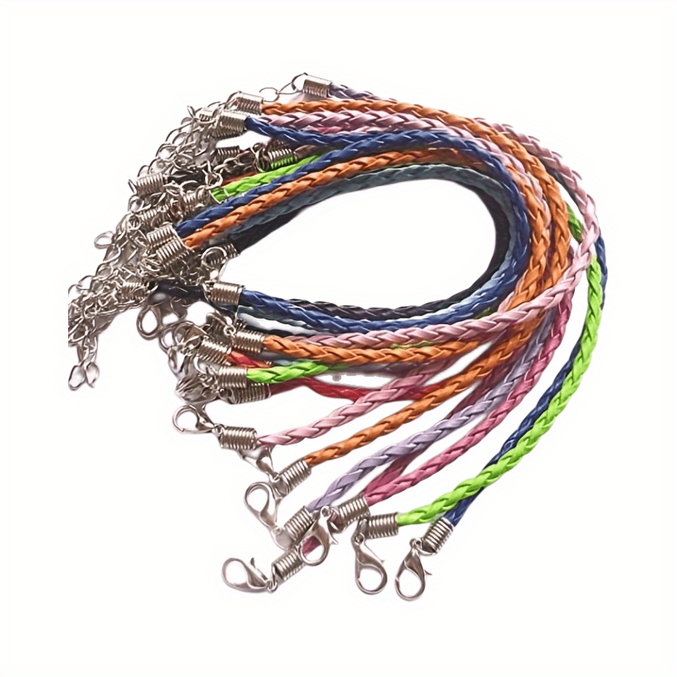 Mixed Color Leather Lace Braided Bracelet Rope Diy Jewelry - Temu