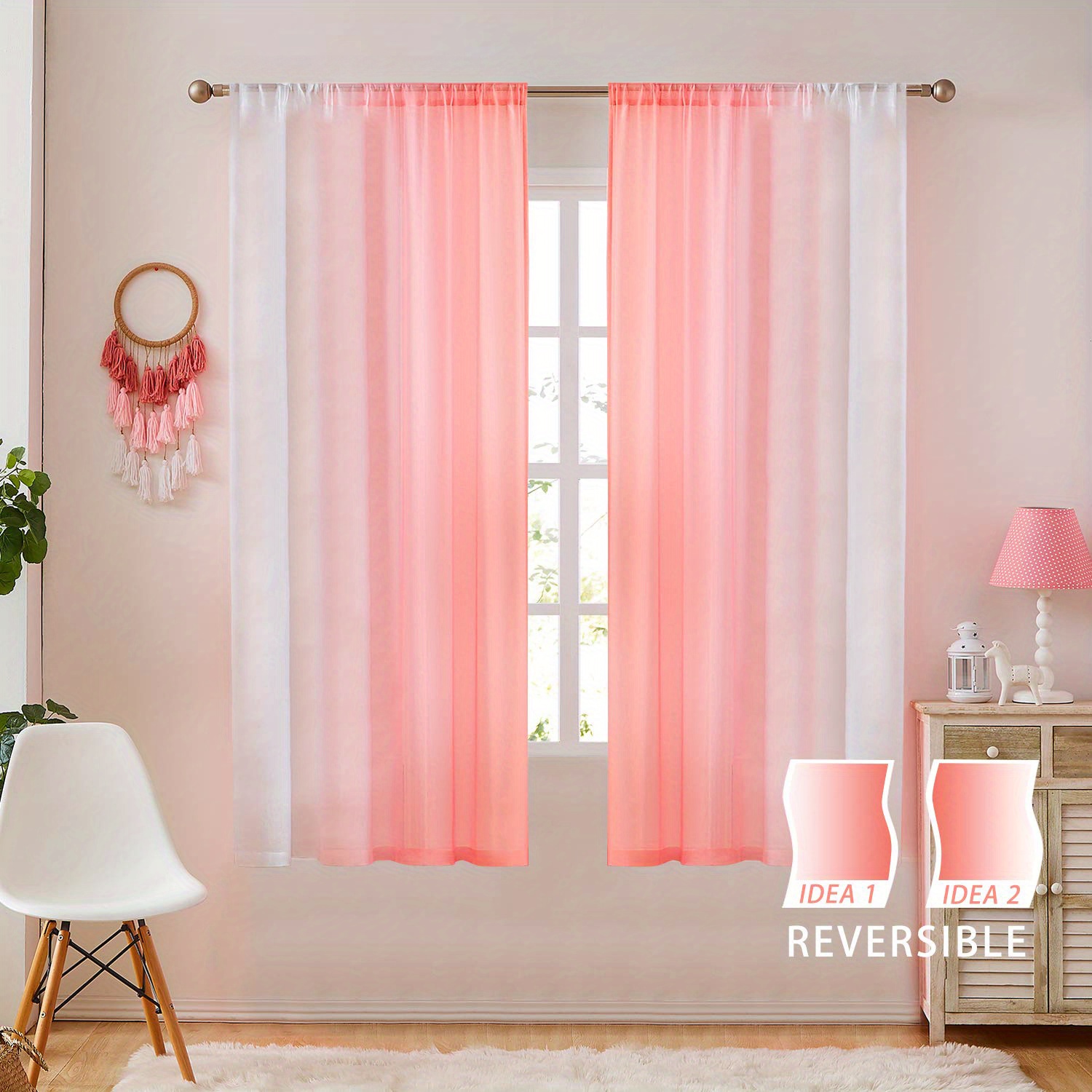 2pcs gradient style rod pocket curtains transparent curtains bedroom decoration   linen sheer curtain window treatment for bedroom office   room study home decor details 8