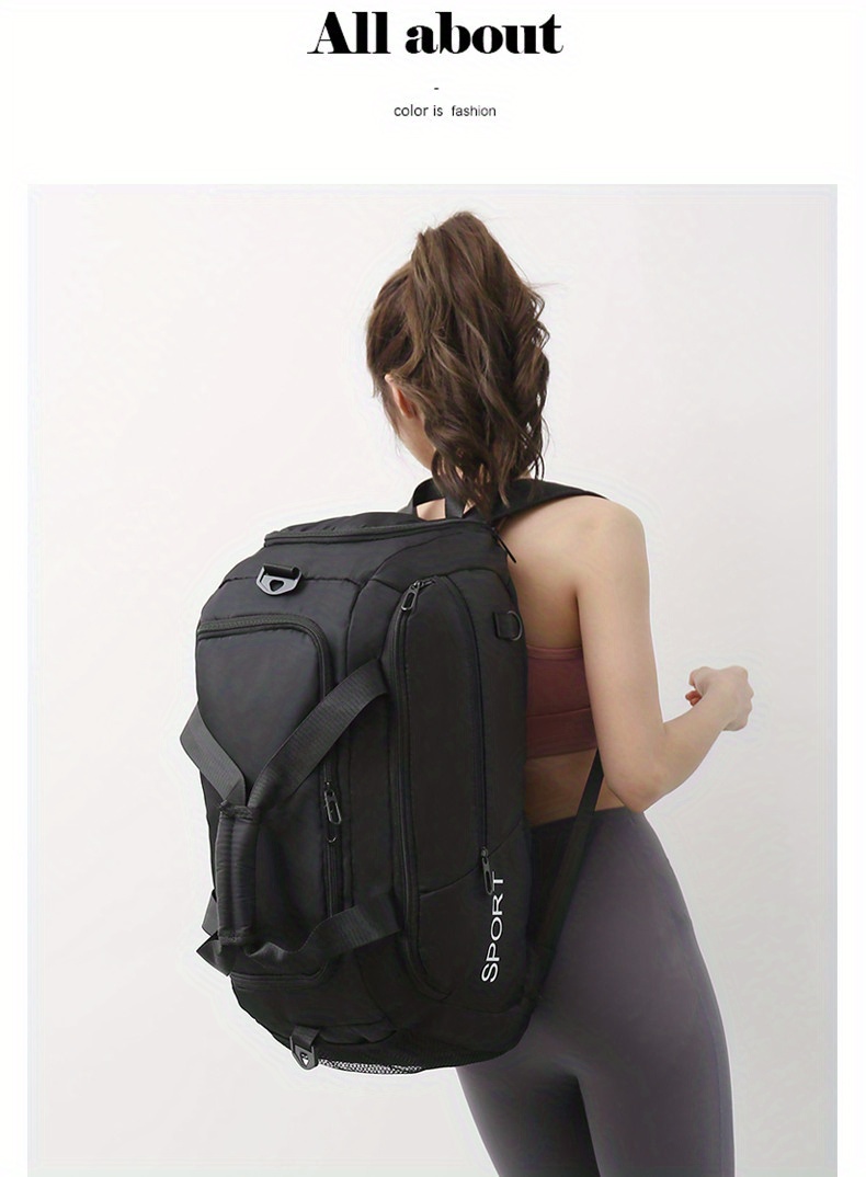 large capacity travel storage bag lightweight solid color sports handbag portable luggage shoulder bag details 9