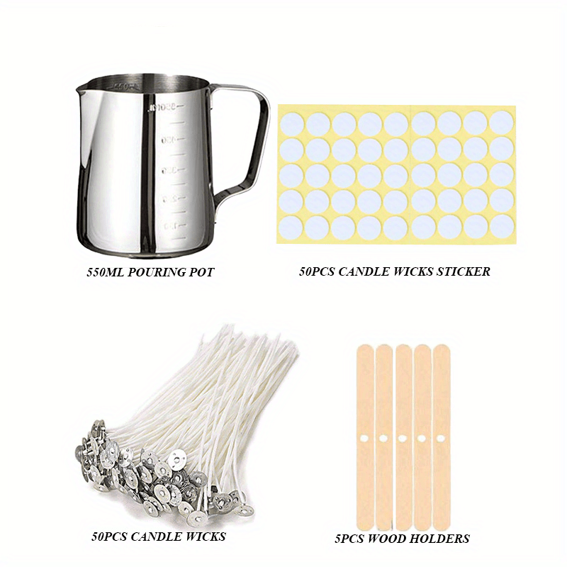 Candle Making Kit Supplies,DIY Craft Tools Including Candle Make Pouring  Pot, Sticker, 1-Hole Wicks Holder, Soy Wax And Spoon Candle Jar Warning  Stick