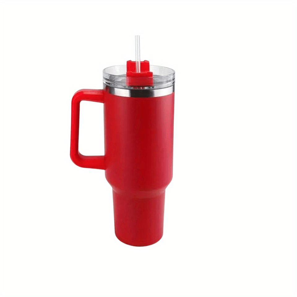 40 oz Tumbler With Handle and Straw Lid for Water,Double Wall Vacuum Sealed  Stainless Steel Insulated Tumblers Mug Red 