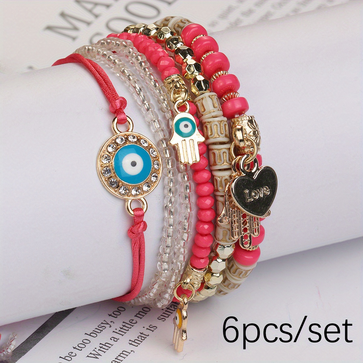 6 Pcs Multilayer Boho Beaded Bracelet Set for Men and Women