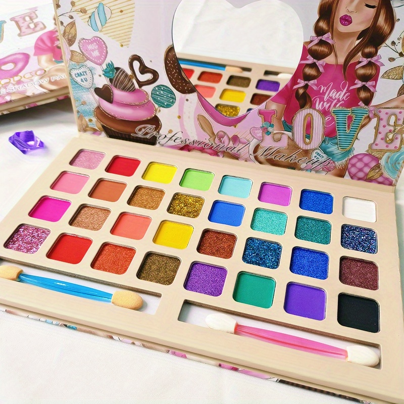 Oukzon Palette de Maquillage Enfants,18 Couleurs Peinture Visage avec 116  Strass, 2 Craies pour Cheveux, 32 Pochoirs, Paillet