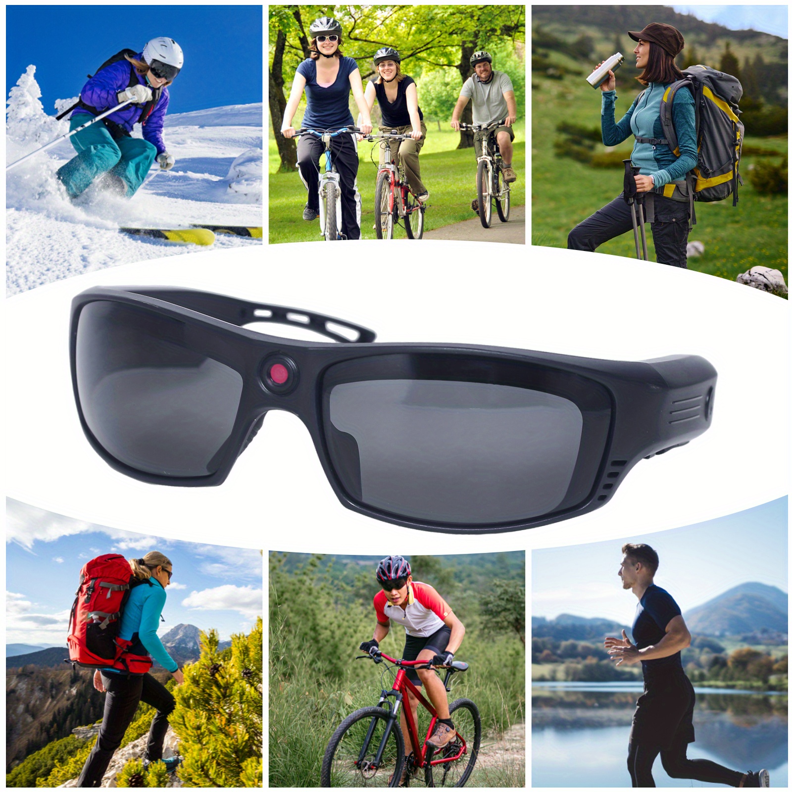 ISCREM anteojos de cámara 1080P HD para grabación de video deportiva,  lentes portátiles para conducir, senderismo, pesca (incluye tarjeta 32G) :  : Electrónicos