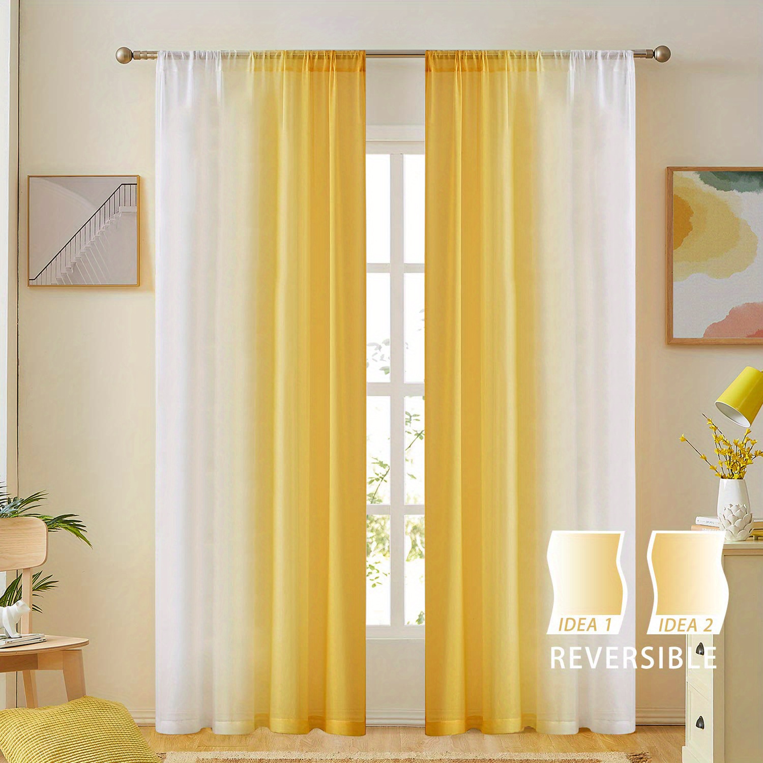 2pcs gradient style rod pocket curtains transparent curtains bedroom decoration   linen sheer curtain window treatment for bedroom office   room study home decor details 22