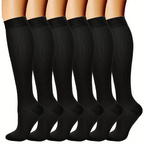 6 paar kompressionsstrümpfe für männer und frauen – bequeme und atmungsaktive sport-strumpfhosen zum laufen, radfahren, basketball, fußball und wandern