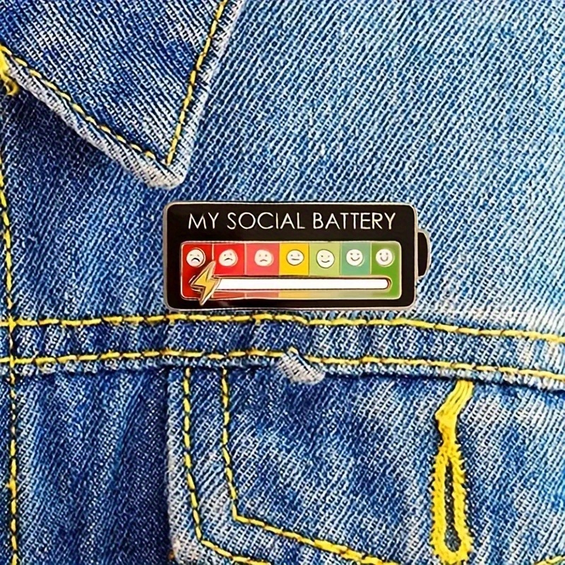 Social Battery Pin Creative Lapel Pin Fun Enamel Emotional - Temu