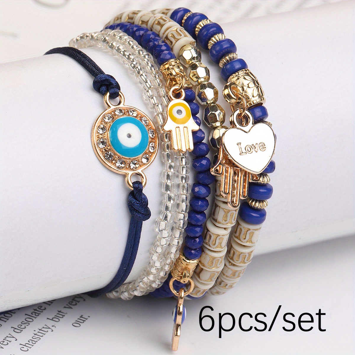 6 Pcs Multilayer Boho Beaded Bracelet Set for Men and Women