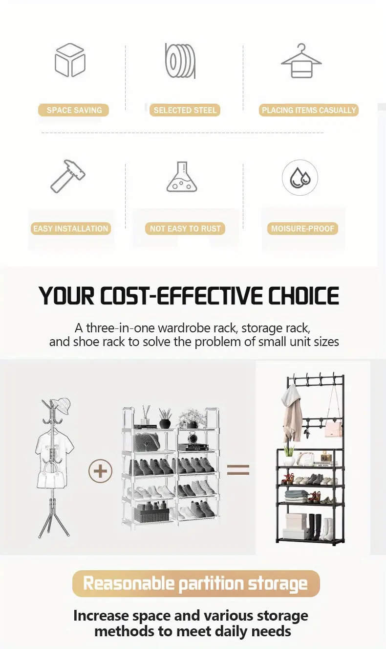 Entrance Coat Rack Foyer Shoe Rack Free Standing Coat Rack - Temu New ...