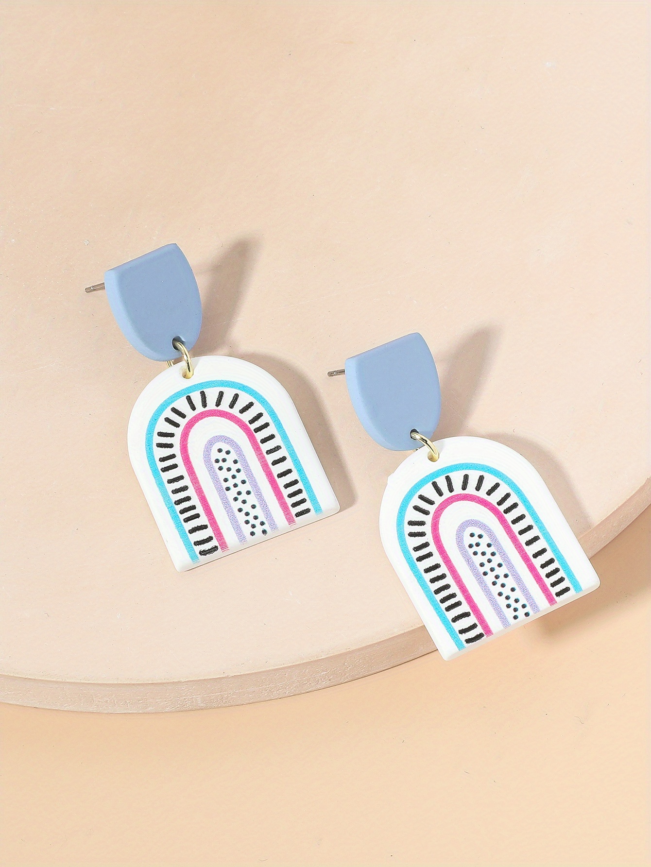 Cartoon Rainbow Pattern Dangle Earrings Simple Japanese / Korean