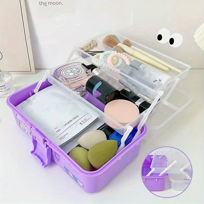 3 Layer Medicine Storage Box Portable Folding Organizers Plastic