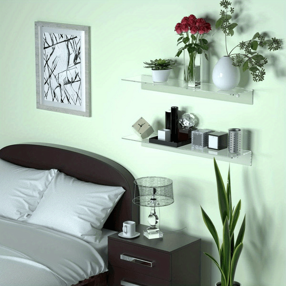 Acrylic Floating Shelf, Transparent Storage Rack, Wall Mounted Invisible Storage  Shelf, Plant Photo Sundries Storage Display Holder, For Home Room Bedroom  Living Room Office Wall Decor Aesthetic Room Decor - Temu