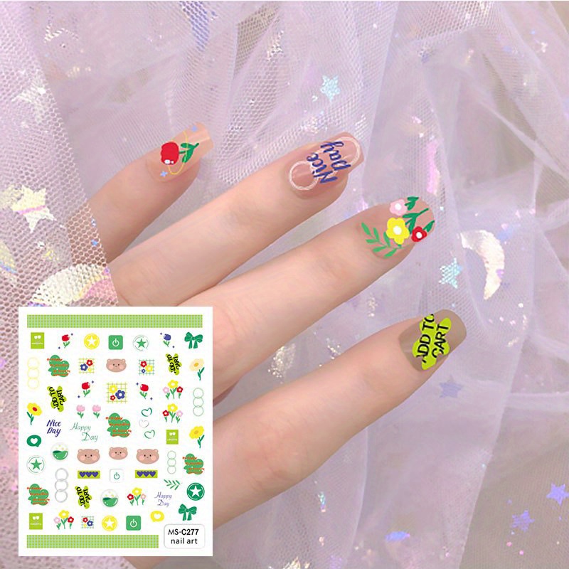 Glitter Letter L nail stickers